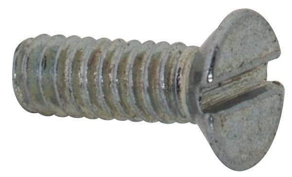 Value Collection - M2x0.40, 6mm OAL Slotted Drive Machine Screw - Flat Head, Grade 4.8 Steel, Zinc-Plated Finish, Without Washer - Exact Tool & Supply