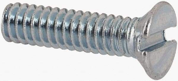Value Collection - M2x0.40, 8mm OAL Slotted Drive Machine Screw - Flat Head, Grade 4.8 Steel, Zinc-Plated Finish, Without Washer - Exact Tool & Supply