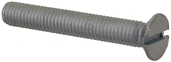 Value Collection - M5x0.80, 35mm OAL Slotted Drive Machine Screw - Flat Head, Grade 4.8 Steel, Zinc-Plated Finish, Without Washer - Exact Tool & Supply
