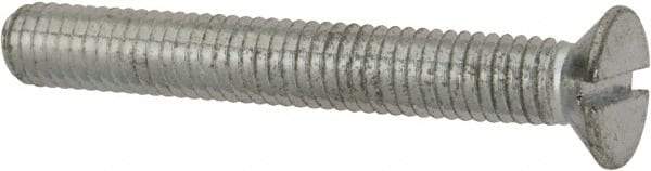 Value Collection - M6x1.00, 45mm OAL Slotted Drive Machine Screw - Flat Head, Grade 4.8 Steel, Zinc-Plated Finish, Without Washer - Exact Tool & Supply