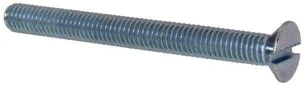 Value Collection - M6x1.00, 60mm OAL Slotted Drive Machine Screw - Flat Head, Grade 4.8 Steel, Zinc-Plated Finish, Without Washer - Exact Tool & Supply