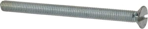 Value Collection - M6x1.00, 80mm OAL Slotted Drive Machine Screw - Flat Head, Grade 4.8 Steel, Zinc-Plated Finish, Without Washer - Exact Tool & Supply