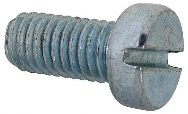 Value Collection - M8x1.25, 16mm Length Under Head Slotted Drive Machine Screw - Cheese Head, Grade 4.8 Steel, Zinc-Plated Finish, Without Washer - Exact Tool & Supply