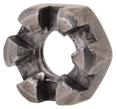 Value Collection - 1/4-20 UNC Grade 2 Steel Slotted Locknut - 7/16" Width Across Flats, 7/32" High, Uncoated - Exact Tool & Supply