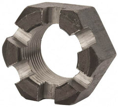 Value Collection - 1-1/8 - 12 UNF Grade 2 Steel Slotted Locknut - 1-11/16" Width Across Flats, 31/32" High, Uncoated - Exact Tool & Supply