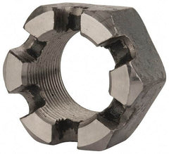 Value Collection - 1-1/2 - 12 UNF Grade 2 Steel Slotted Locknut - 2-1/4" Width Across Flats, 1-9/32" High, Uncoated - Exact Tool & Supply