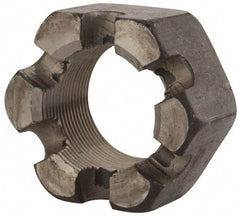 Value Collection - 1-3/4 - 12 UNF Grade 2 Steel Slotted Locknut - 2-5/8" Width Across Flats, 1-1/2" High, Uncoated - Exact Tool & Supply