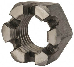 Value Collection - 2 - 4-1/2 UNC Grade 2 Steel Slotted Locknut - 3" Width Across Flats, 1-23/32" High, Uncoated - Exact Tool & Supply