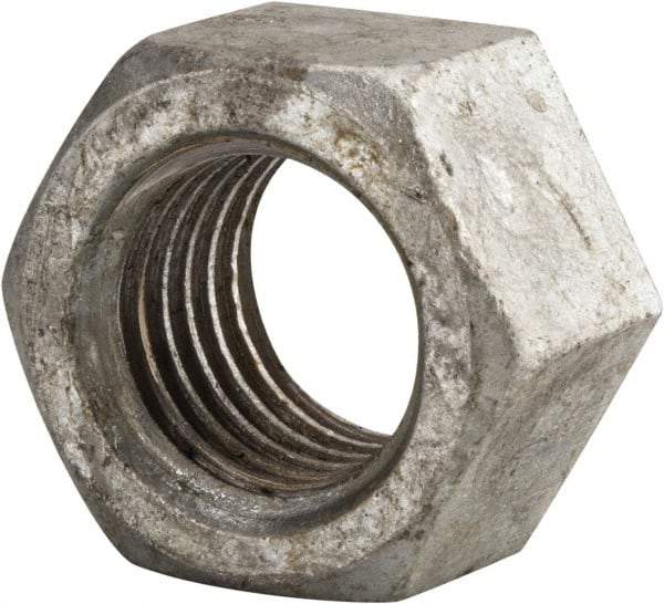 Value Collection - 1-3/8 - 6 UNC Steel Right Hand Hex Nut - 2-1/16" Across Flats, 1-11/64" High, Hot Dipped Galvanized Finish - Exact Tool & Supply