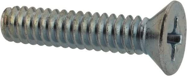 Value Collection - #10-24 UNC, 7/8" OAL Phillips Drive Machine Screw - Flat Head, Grade 2 Steel, Zinc-Plated Finish, Without Washer - Exact Tool & Supply