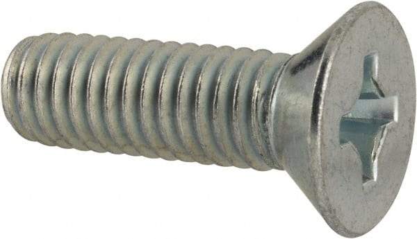 Value Collection - 3/8-16 UNC, 1-1/4" OAL Phillips Drive Machine Screw - Flat Head, Grade 2 Steel, Zinc-Plated Finish, Without Washer - Exact Tool & Supply