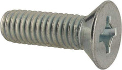 Value Collection - 3/8-16 UNC, 1-1/4" OAL Phillips Drive Machine Screw - Flat Head, Grade 2 Steel, Zinc-Plated Finish, Without Washer - Exact Tool & Supply