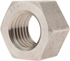 Value Collection - 1-1/8 - 7 UNC Stainless Steel Right Hand Hex Nut - 1-11/16" Across Flats, 31/32" High, Uncoated - Exact Tool & Supply