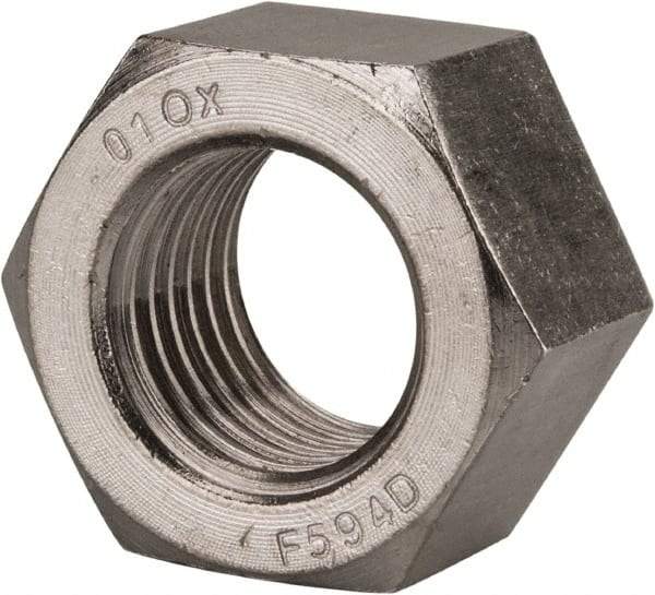 Value Collection - 1-1/4 - 7 UNC Stainless Steel Right Hand Hex Nut - 1-7/8" Across Flats, 1-1/16" High, Uncoated - Exact Tool & Supply