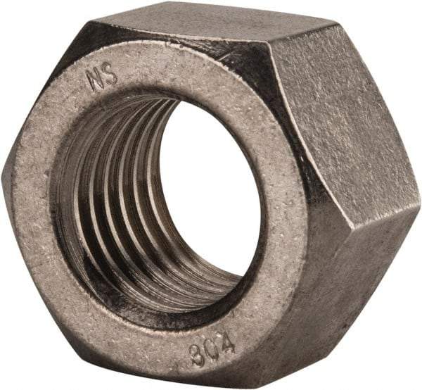 Value Collection - 1-3/8 - 6 UNC Stainless Steel Right Hand Hex Nut - 2-1/16" Across Flats, 1-11/64" High, Uncoated - Exact Tool & Supply