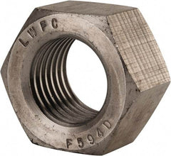 Value Collection - 1-1/2 - 6 UNC Stainless Steel Right Hand Hex Nut - 2-1/4" Across Flats, 1-9/32" High, Uncoated - Exact Tool & Supply