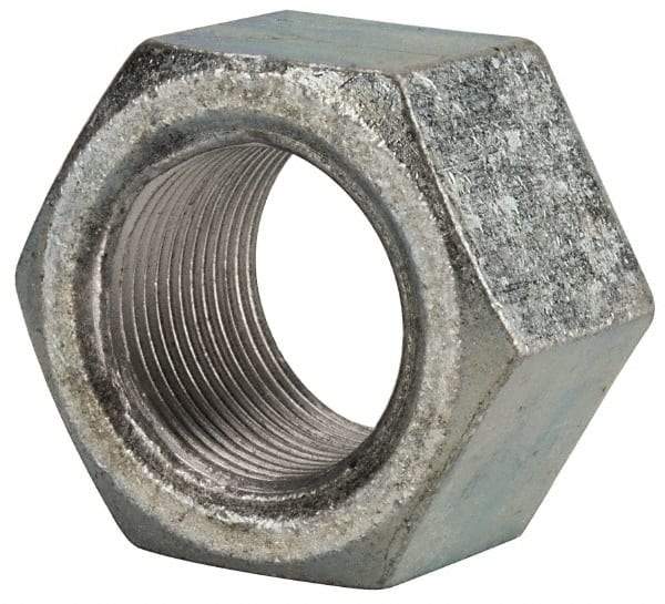 Value Collection - 1-3/8 - 12 UNF Steel Right Hand Hex Nut - 2-1/16" Across Flats, 1-11/64" High, Zinc Clear Finish - Exact Tool & Supply