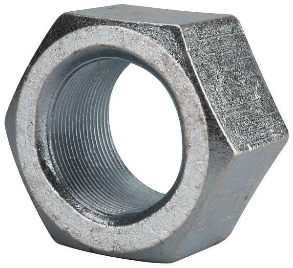 Value Collection - 2-12 UN Steel Right Hand Hex Nut - 3" Across Flats, 1-23/32" High, Zinc Clear Finish - Exact Tool & Supply