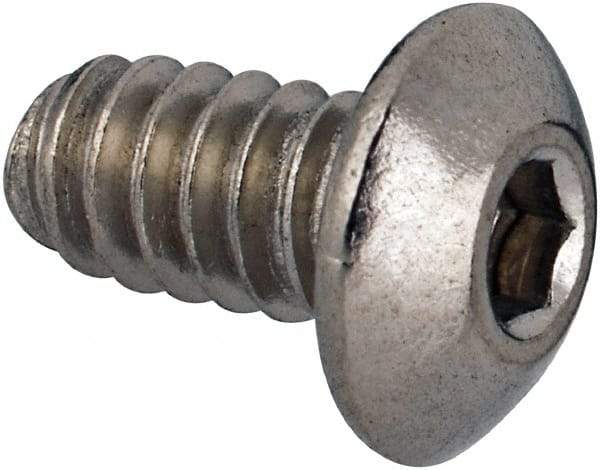 Value Collection - #6-32 UNC Hex Socket Drive, Button Screw - Grade 316 Stainless Steel, Uncoated, 1/4" Length Under Head - Exact Tool & Supply