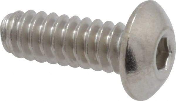 Value Collection - #6-32 UNC Hex Socket Drive, Button Screw - Grade 316 Stainless Steel, Uncoated, 3/8" Length Under Head - Exact Tool & Supply