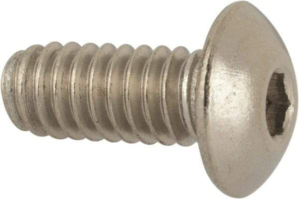 Value Collection - #8-32 UNC Hex Socket Drive, Button Screw - Grade 316 Stainless Steel, Uncoated, 3/8" Length Under Head - Exact Tool & Supply