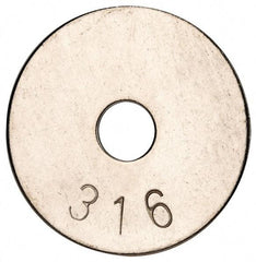 Value Collection - 5/16" Screw, Grade 316 Stainless Steel Fender Flat Washer - 0.336" ID x 1-1/2" OD, 0.069" Thick, Plain Finish - Exact Tool & Supply