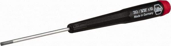 Wiha - 3/32" Precision Miniature Hex Driver - 2-23/64" Bade Length, Tapered Handle, 6-3/4" OAL - Exact Tool & Supply