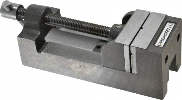 Palmgren - 2-1/2" Jaw Opening Capacity x 1-1/2" Throat Depth, Horizontal Drill Press Vise - 2-7/16" Wide Jaw, Stationary Base, Standard Speed, 7-1/4" OAL x 2-9/16" Overall Height, Cast Iron - Exact Tool & Supply