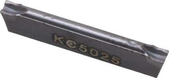 Kennametal - A4C1 CF KC5025 Grade, 0.0591" Cutting Width, Carbide Cutoff Insert - 0° Neutral Lead Angle, 0.0079" Cnr Rad, TiAlN Coated - Exact Tool & Supply