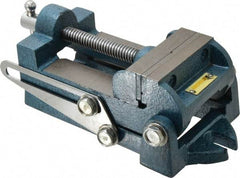 Interstate - 3-5/16" Jaw Opening Capacity x 1-1/4" Throat Depth, Angle Drill Press Vise - 3-1/2" Wide x 1.35" High Jaw, Stationary Base, Standard Speed, 9.13" OAL x 3.23" Overall Height, Cast Iron - Exact Tool & Supply