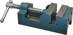 Interstate - 2-11/32" Jaw Opening Capacity x 1-7/64" Throat Depth, Horizontal Drill Press Vise - 2-1/2" Wide x 1.1" High Jaw, Stationary Base, Standard Speed, 7-27/64" OAL x 2-1/4" Overall Height, Cast Iron - Exact Tool & Supply