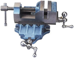 Palmgren - 3" Jaw Opening Capacity x 1-3/4" Throat Depth, Horizontal Drill Press Vise - 3" Wide Jaw, Cross Slide Base, Standard Speed, 12" OAL x 5-1/2" Overall Height, Cast Iron - Exact Tool & Supply