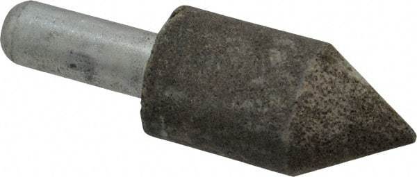 Grier Abrasives - 1" Diam 150 Grit 60° Included Angle Center Lap - Aluminum Oxide, Very Fine Grade, Extra Hard Density, Shank Mounted - Exact Tool & Supply
