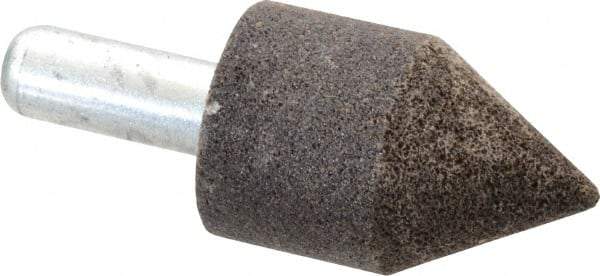 Grier Abrasives - 1-1/4" Diam 80 Grit 60° Included Angle Center Lap - Aluminum Oxide, Medium Grade, Extra Hard Density, Shank Mounted - Exact Tool & Supply