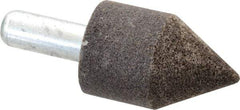 Grier Abrasives - 1-1/4" Diam 80 Grit 60° Included Angle Center Lap - Aluminum Oxide, Medium Grade, Extra Hard Density, Shank Mounted - Exact Tool & Supply