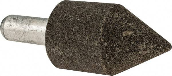 Grier Abrasives - 1-1/4" Diam 150 Grit 60° Included Angle Center Lap - Aluminum Oxide, Very Fine Grade, Extra Hard Density, Shank Mounted - Exact Tool & Supply
