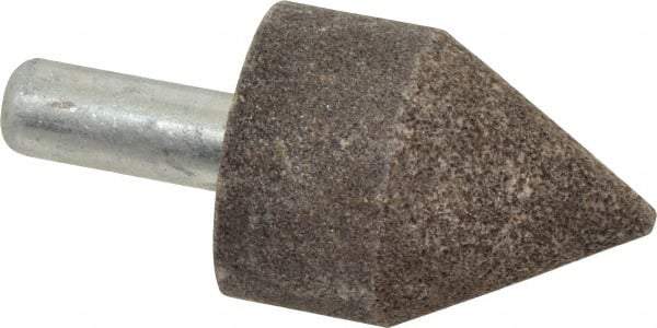 Grier Abrasives - 1-1/2" Diam 80 Grit 60° Included Angle Center Lap - Aluminum Oxide, Medium Grade, Extra Hard Density, Shank Mounted - Exact Tool & Supply