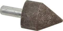 Grier Abrasives - 1-1/2" Diam 80 Grit 60° Included Angle Center Lap - Aluminum Oxide, Medium Grade, Extra Hard Density, Shank Mounted - Exact Tool & Supply