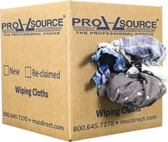 PRO-SOURCE - Reclaimed Cotton Polishing and Dust Cloths - Assorted Colors, Flannel, Low Lint, 5 Lbs. at 3 to 4 per Pound, Box - Exact Tool & Supply
