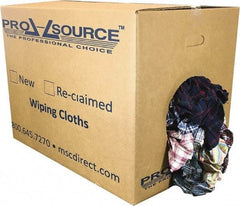 PRO-SOURCE - Reclaimed Cotton Polishing and Dust Cloths - Assorted Colors, Flannel, Low Lint, 50 Lbs. at 3 to 4 per Pound, Box - Exact Tool & Supply