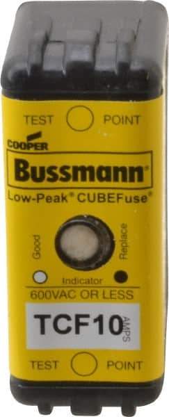Cooper Bussmann - 300 VDC, 600 VAC, 10 Amp, Time Delay General Purpose Fuse - Plug-in Mount, 1-7/8" OAL, 100 at DC, 200 (CSA RMS), 300 (UL RMS) kA Rating - Exact Tool & Supply