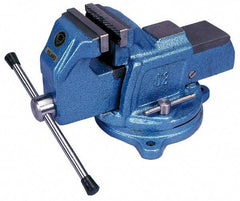 Interstate - 5" Jaw Width, 4-1/2" Opening Capacity, 2-5/8" Throat Depth, Cast Iron Swivel Bench Vise - Bolt Down Base Attachment, 6.81" High - Exact Tool & Supply