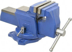 Interstate - 4" Jaw Width, 3-17/32" Opening Capacity, 2-1/4" Throat Depth, Cast Iron Swivel Bench Vise - Bolt Down Base Attachment, 5.77" High - Exact Tool & Supply