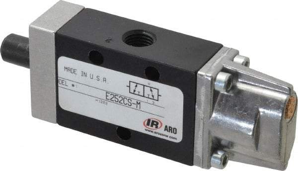 ARO/Ingersoll-Rand - 3 Way Valve For Air Equipment - 1/4 NPT Inlet, 1/4 NPT Outlet, Cam Stem/Spring Actuator, 0.7 CV Rate - Exact Tool & Supply