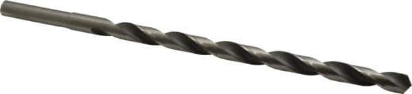 Michigan Drill - 35/64" Drill, 118° Point, High Speed Steel Silver Deming & Reduced Shank Drill Bit - Oxide Finish, 12" OAL, Straight Shank, 9" Flute Length, Right Hand Cut, Standard Point, Spiral Flute, Regular Spiral - Exact Tool & Supply