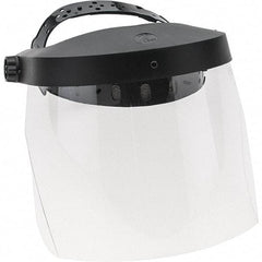 PRO-SAFE - Thermoplastic Black Pinlock Adjustment, Face Shield & Headgear Set - 13-1/2" Wide x 8" High x 0.04" Thick, Uncoated, Clear Window - Exact Tool & Supply