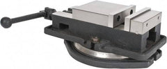 Interstate - 5" Jaw Width, 4-19/32" Jaw Opening Capacity, Horizontal Swivel Machine Vise - Manual Operation, 4,945 Lb Capacity, 1 Station, 14.3" Long x 3.95" High x 1-11/32" Deep, 0.98" Jaw Height, Cast Iron - Exact Tool & Supply