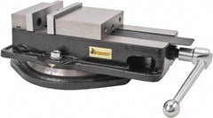 Interstate - 6" Jaw Width, 7-1/2" Jaw Opening Capacity, Horizontal Swivel Machine Vise - Manual Operation, 5,620 Lb Capacity, 1 Station, 17.3" Long x 4.72" High x 1-1/2" Deep, 1-1/2" Jaw Height, Cast Iron - Exact Tool & Supply