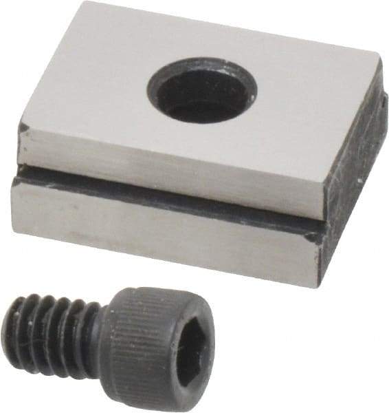 Kurt - 11/16" Base Width, 13/16" Slot Width, 1/4" Fastener Diam Compatibility, Step Fixture Key - 0.12" Slot Height, 7/32" Base Height, 1" OAL x 13/16" Overall Width x 3/8" Overall Height - Exact Tool & Supply