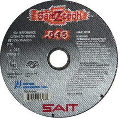 Sait - 4" Zirconia Alumina Cutoff Wheel - 0.045" Thick, 5/8" Arbor, 19,000 Max RPM, Use with Angle Grinders - Exact Tool & Supply